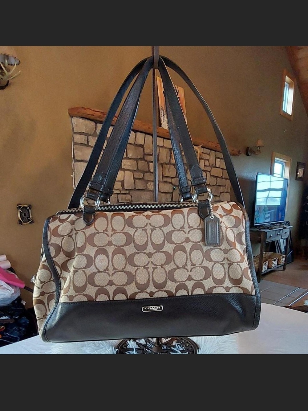 COACH Park Signature Kathryn Triple Zip Satchel Khaki Brown 2014 Satchel